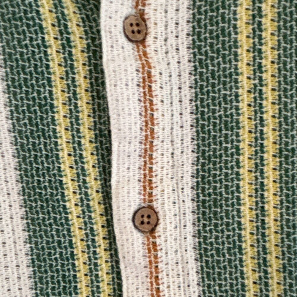The Souled Store Men's M Striped Button-Up Shirt Green Cotton Short Sleeve - Picture 5 of 7